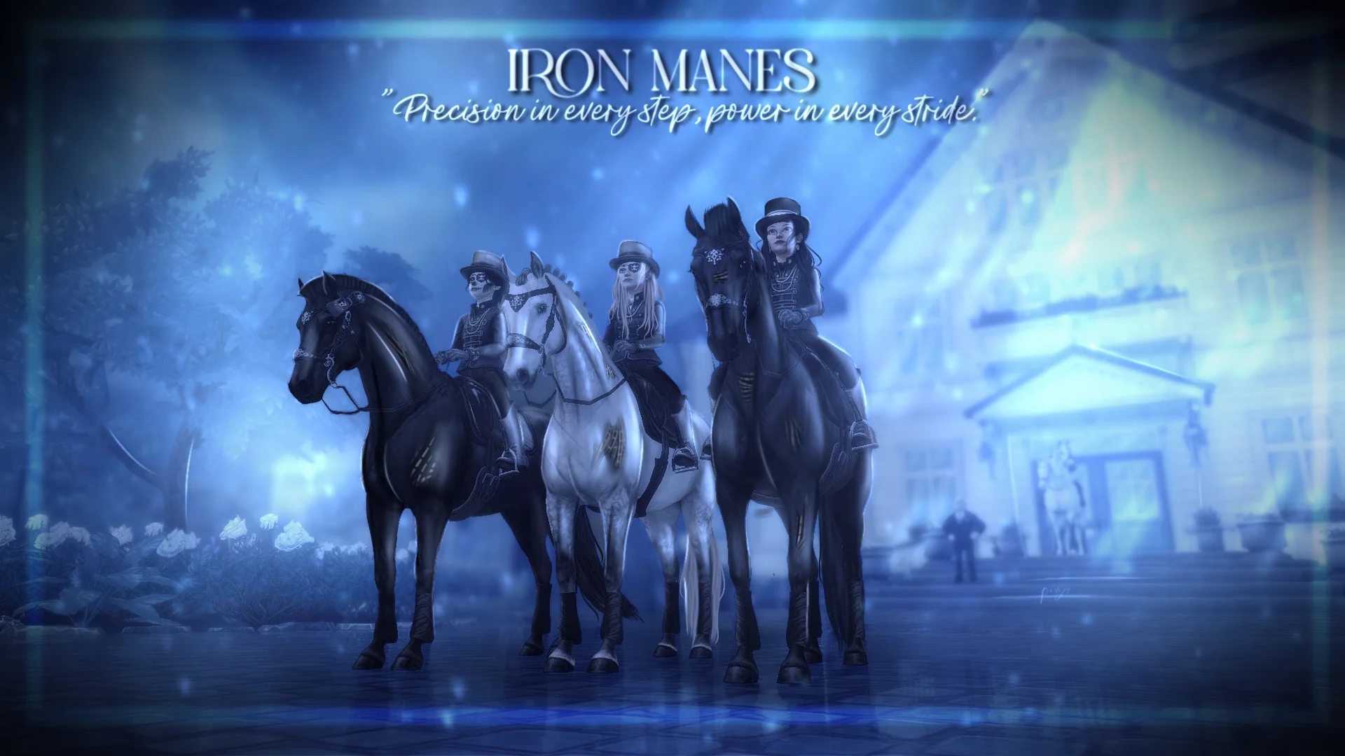 Iron Manes group lineup in a blue night setting