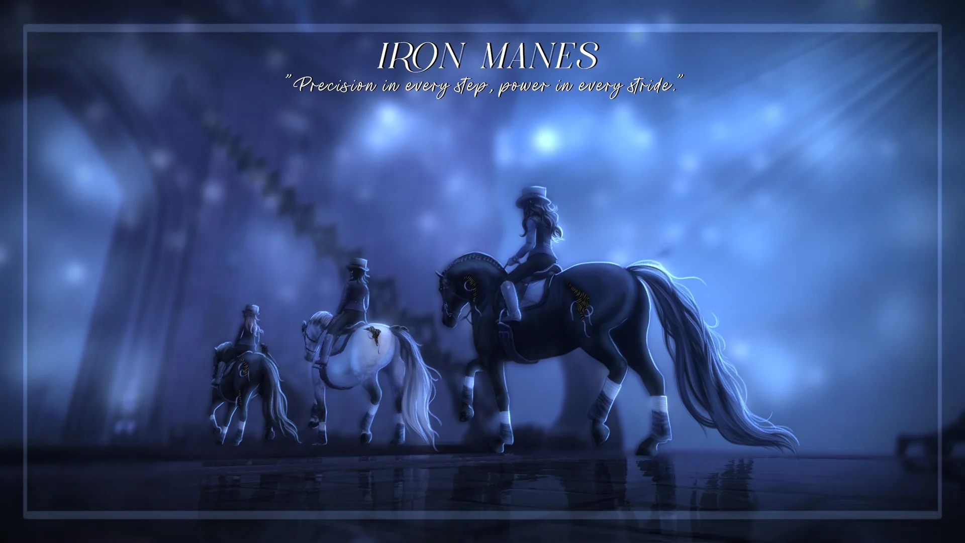 Iron Manes dressage group riding at night